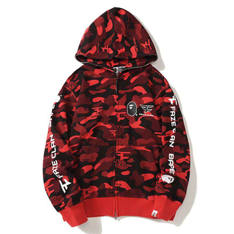 BAPE × FaZe Clan Full Zip Hoodie Red